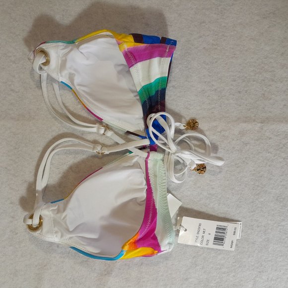 Sunshine79 Retro Rainbow Banded Halter Triangle Top Size 8 - Picture 6 of 9